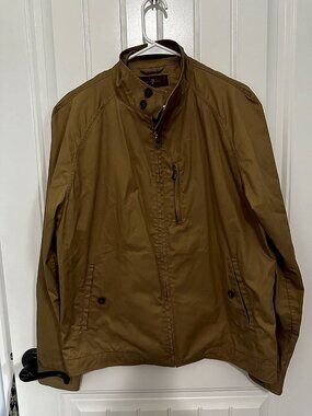 7 For All Mankind Men's Cafe Racer Jacket Harrington Band Collar Olive Khaki L
